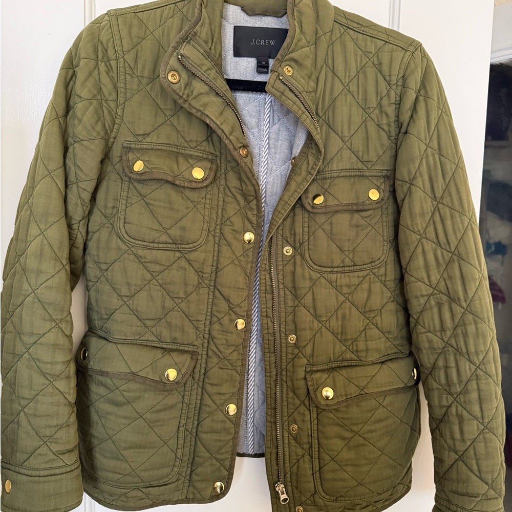 100% Cotton J.Crew Khaki Quilted Outerwear